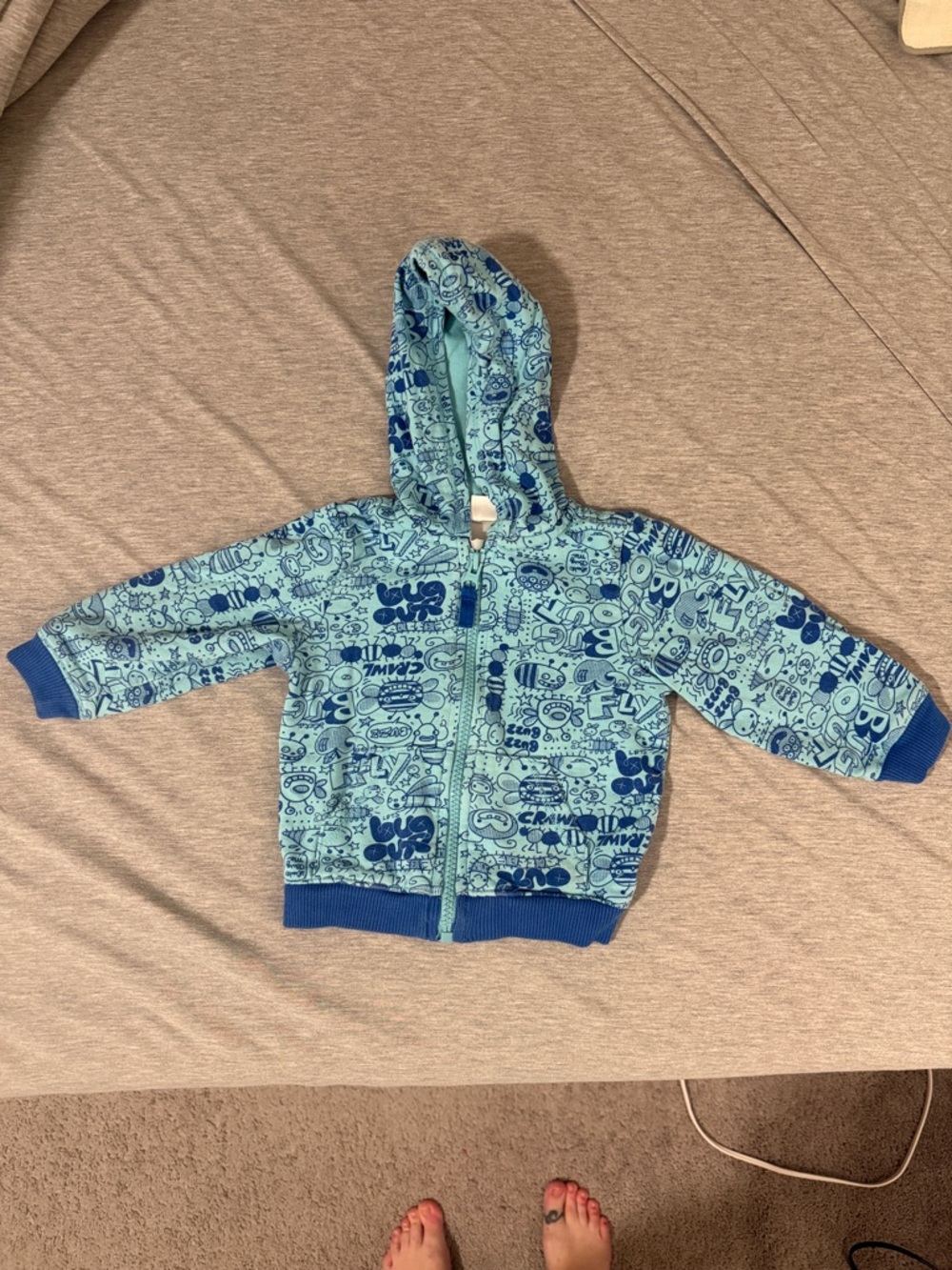 Kids Blue Graphic Zip-Up Hoodie